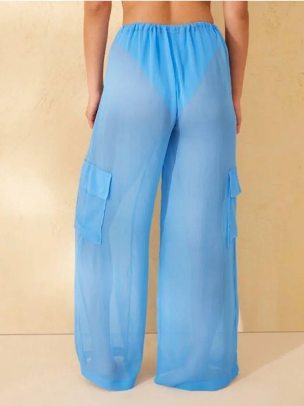 NEW Wild Fable Chiffon Swim Cover Up Cargo Pants - Blue - Size Small